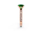 Rose gold Round Cut Emerald Milgrain Pavé Engagement Ring with Four-Prong Setting_2