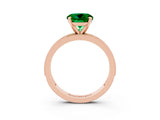 Rose gold Round Cut Emerald Milgrain Pavé Engagement Ring with Four-Prong Setting_3