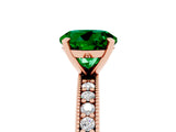 Rose gold Round Cut Emerald Milgrain Pavé Engagement Ring with Four-Prong Setting_5