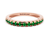 Rose gold Round Cut Emerald Pavé Set Thin Band