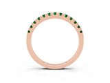 Rose gold Round Cut Emerald Pavé Set Thin Band_3