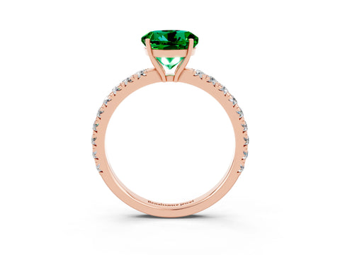 Rose gold Round Cut Emerald Pavé Solitaire Engagement Ring with Four-Prong Setting_15