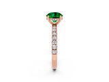 Rose gold Round Cut Emerald Pave Band Solitaire Ring with Four-Prong Setting_26