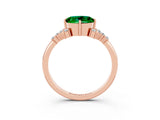 Rose gold Round Cut Emerald Ring with Side Stones and Four-Prong Setting_39