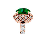 Rose gold Round Cut Emerald Scalloped Halo Engagement Ring with Round Shared Prong Band_29