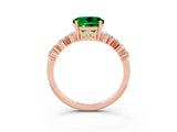 Rose gold Round Cut Emerald Scattered Round Accent Ring with Prong Setting_15