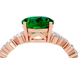 Rose gold Round Cut Emerald Scattered Round Accent Ring with Prong Setting_16