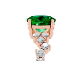 Rose gold Round Cut Emerald Scattered Round Accent Ring with Prong Setting_17