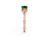 Rose gold Round Cut Emerald Solitaire Celtic Knot Ring with Four-Prong Setting_14