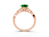 Rose gold Round Cut Emerald Solitaire Celtic Knot Ring with Four-Prong Setting_15