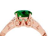 Rose gold Round Cut Emerald Solitaire Celtic Knot Ring with Four-Prong Setting_16