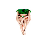 Rose gold Round Cut Emerald Solitaire Celtic Knot Ring with Four-Prong Setting_17