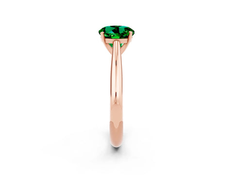 Rose gold Round Cut Emerald Solitaire Engagement Ring with Cathedral Setting and Four-Prong Mount_14