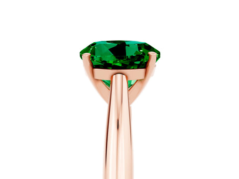 Rose gold Round Cut Emerald Solitaire Engagement Ring with Cathedral Setting and Four-Prong Mount_17