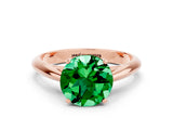 Rose gold Round Cut Emerald Solitaire Engagement Ring with Cathedral Setting and Four-Prong Mount_24