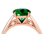 Rose gold Round Cut Emerald Solitaire Engagement Ring with Cathedral Setting and Four-Prong Mount_28
