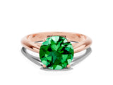 Rose gold Round Cut Emerald Solitaire Engagement Ring with Cathedral Setting and Four-Prong Mount_72