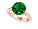 Rose gold Round Cut Emerald Solitaire Engagement Ring with Cathedral Setting and Four-Prong Mount_73