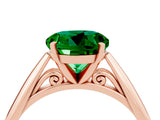 Rose gold Round Cut Emerald Solitaire Engagement Ring with Cathedral Setting and Four-Prong Mount_76