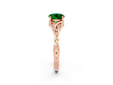 Rose gold Round Cut Emerald Solitaire Engagement Ring with Celtic Knot Band and Four-Prong Setting_2