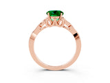 Rose gold Round Cut Emerald Solitaire Engagement Ring with Celtic Knot Band and Four-Prong Setting_3