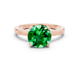 Rose gold Round Cut Emerald Solitaire Engagement Ring with Classic Band and Four-Prong Setting_24