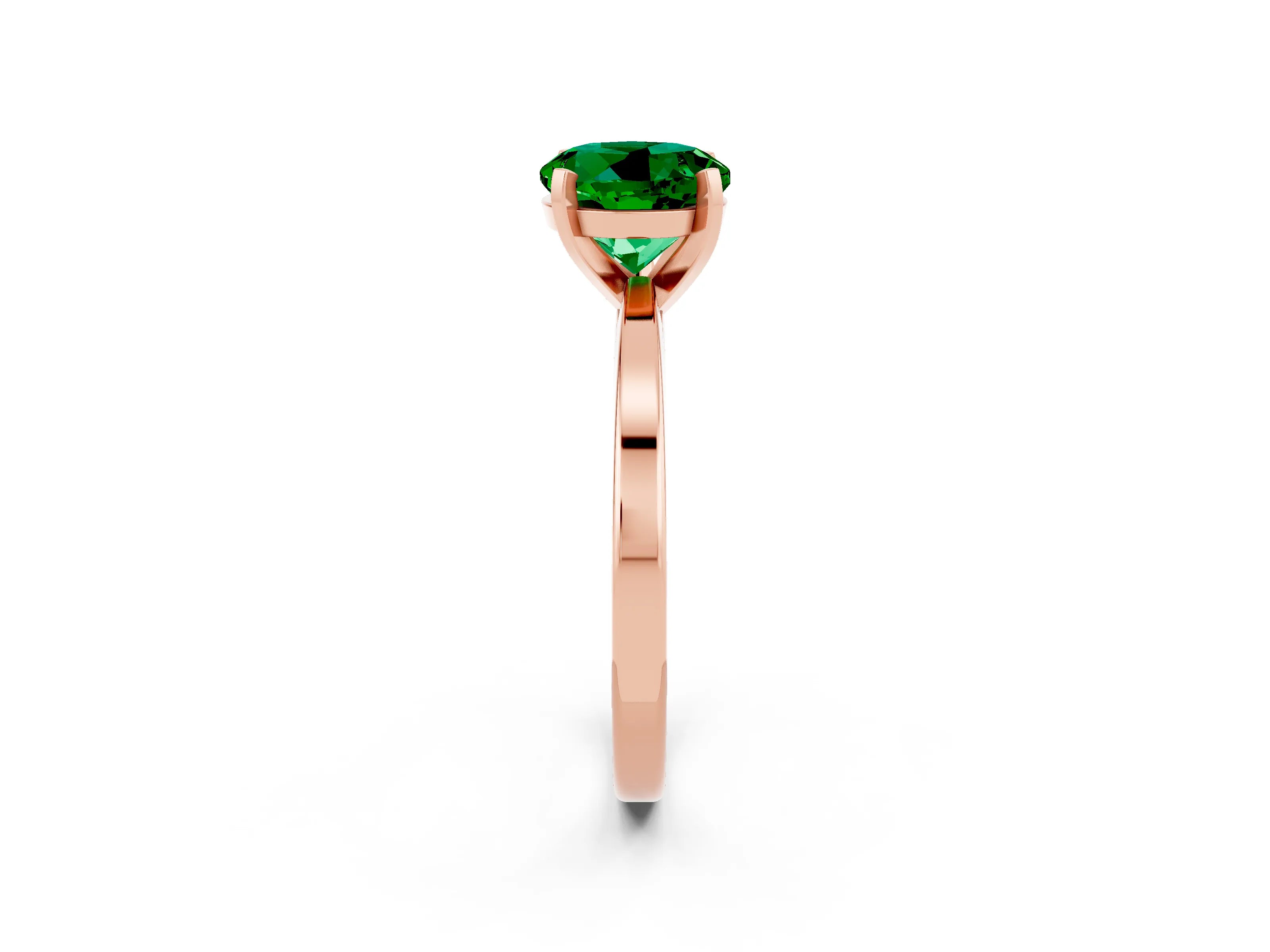 Rose gold Round Cut Emerald Solitaire Engagement Ring with Classic Band and Four-Prong Setting_26