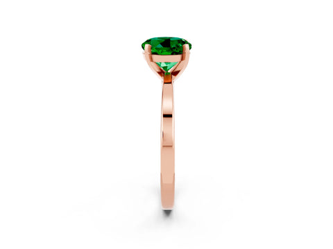 Rose gold Round Cut Emerald Solitaire Engagement Ring with Classic Band and Four-Prong Setting_26
