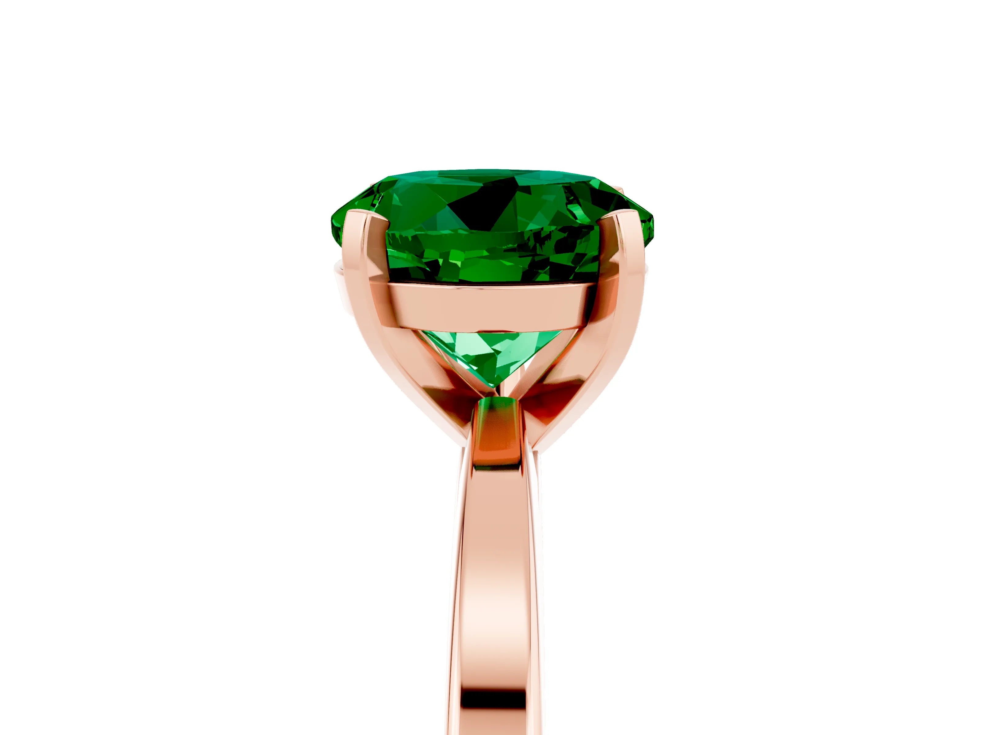 Rose gold Round Cut Emerald Solitaire Engagement Ring with Classic Band and Four-Prong Setting_29