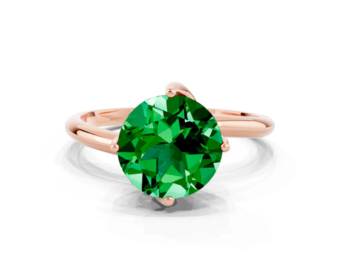 Rose gold Round Cut Emerald Solitaire Engagement Ring with Four-Prong Setting and Classic Band_12