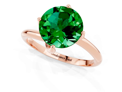Rose gold Round Cut Emerald Solitaire Engagement Ring with Four-Prong Setting and Classic Band_13