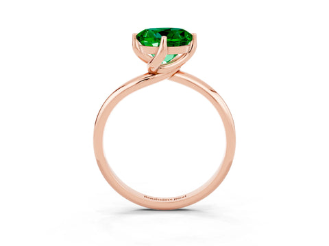 Rose gold Round Cut Emerald Solitaire Engagement Ring with Four-Prong Setting and Classic Band_15