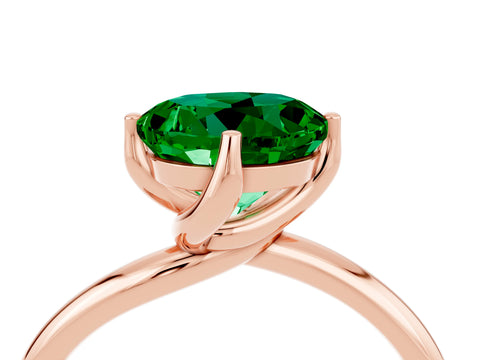 Rose gold Round Cut Emerald Solitaire Engagement Ring with Four-Prong Setting and Classic Band_16