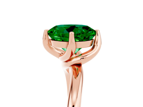 Rose gold Round Cut Emerald Solitaire Engagement Ring with Four-Prong Setting and Classic Band_17