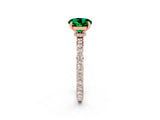 Rose gold Round Cut Emerald Solitaire Engagement Ring with Pavé Band and Four-Prong Setting_2