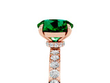 Rose gold Round Cut Emerald Solitaire Engagement Ring with Pavé Band and Four-Prong Setting_5