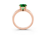 Rose gold Round Cut Emerald Solitaire Engagement Ring with Round Band and Four-Prong Setting_3