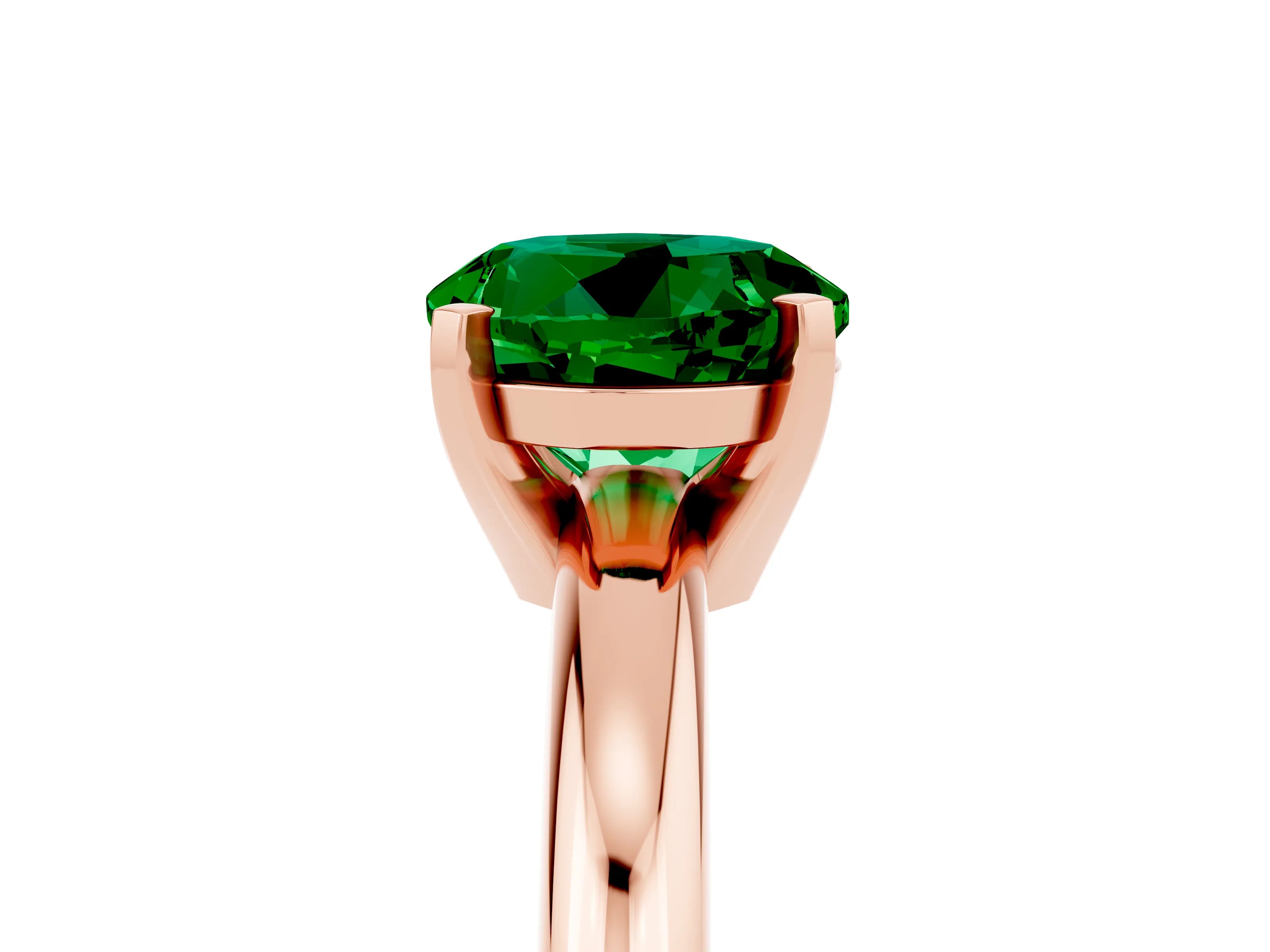 Rose gold Round Cut Emerald Solitaire Engagement Ring with Round Band and Four-Prong Setting_5