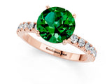 Rose gold Round Cut Emerald Solitaire Pavé Band with Four-Prong Setting_1