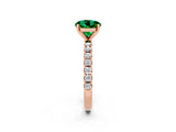 Rose gold Round Cut Emerald Solitaire Pavé Band with Four-Prong Setting_2