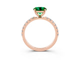 Rose gold Round Cut Emerald Solitaire Pavé Band with Four-Prong Setting_3