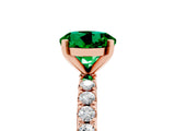 Rose gold Round Cut Emerald Solitaire Pavé Band with Four-Prong Setting_5