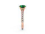 Rose gold Round Cut Emerald Solitaire Pavé Engagement Ring with Round Band and Prong Setting_14