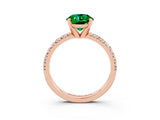 Rose gold Round Cut Emerald Solitaire Pavé Engagement Ring with Round Band and Prong Setting_15