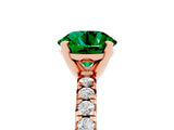 Rose gold Round Cut Emerald Solitaire Pavé Engagement Ring with Round Band and Prong Setting_17