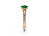 Rose gold Round Cut Emerald Solitaire Pavé Engagement Ring with Round Band and Prong Setting_68