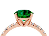 Rose gold Round Cut Emerald Solitaire Pavé Engagement Ring with Round Band and Prong Setting_70