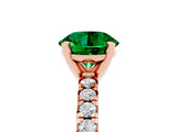 Rose gold Round Cut Emerald Solitaire Pavé Engagement Ring with Round Band and Prong Setting_71