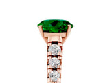 Rose gold Round Cut Emerald Solitaire Ring with Cathedral Setting and Pavé Band_5