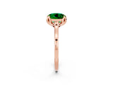 Rose gold Round Cut Emerald Solitaire Ring with Flower Prong Setting and Classic Band_14